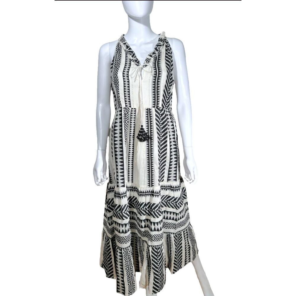 Just Bellina Maxi Dress, Black/White Aztec Print, Large